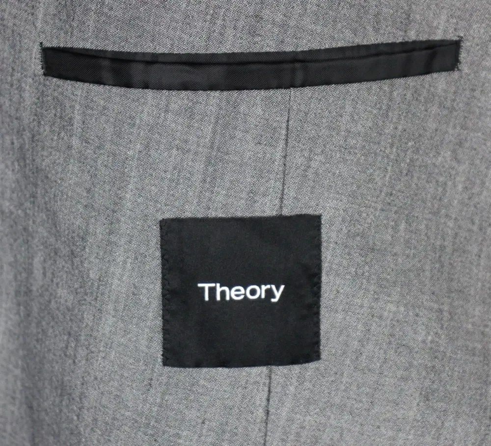 Theory Clinton Seersucker Blazer 44 R Mens Slim Fit Grey Wool Sport Coat